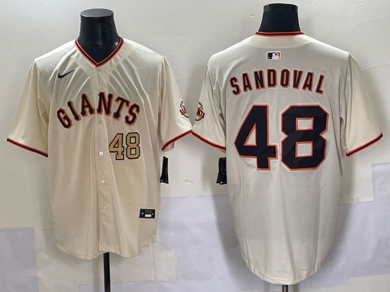 Men 2025 San Francisco Giants 48 Sandoval Cream Game Nike MLB Jersey style 4